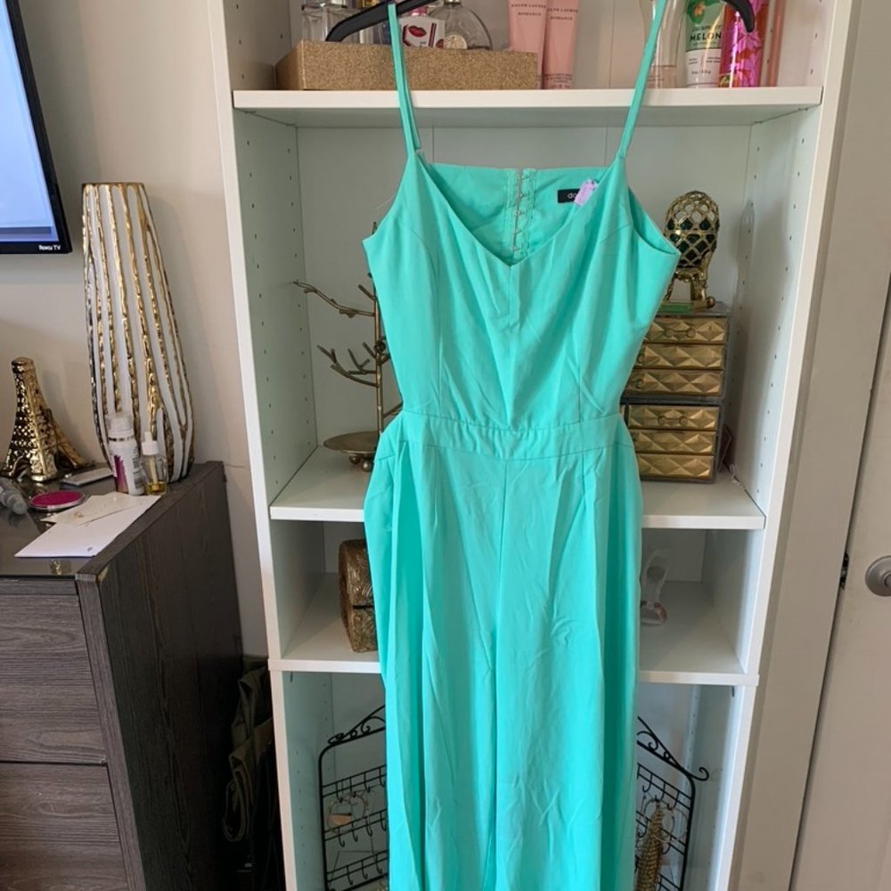 Teal Backless Jumpsuit